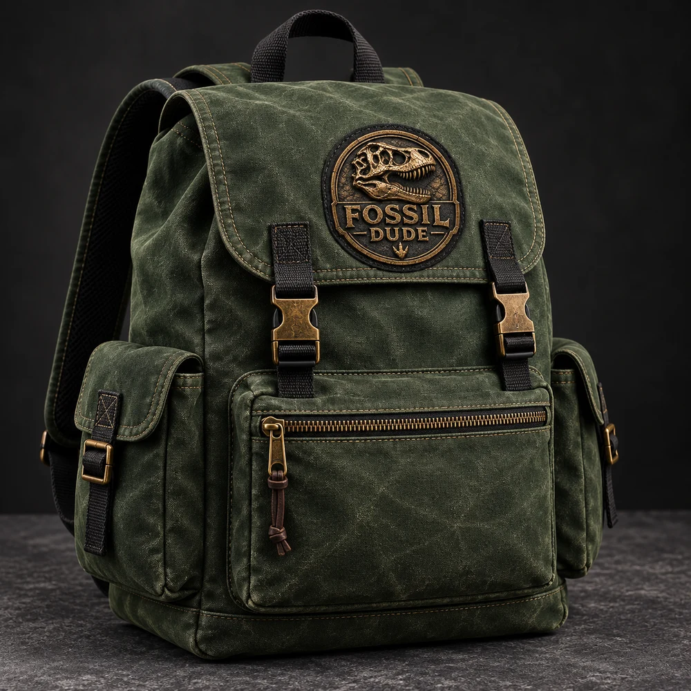 Fossil Dude branded product concept: Explorer Canvas Daypack
